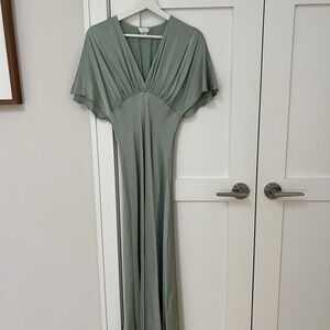 Ghost London Sage Green Satin Maxi Dress Size Small